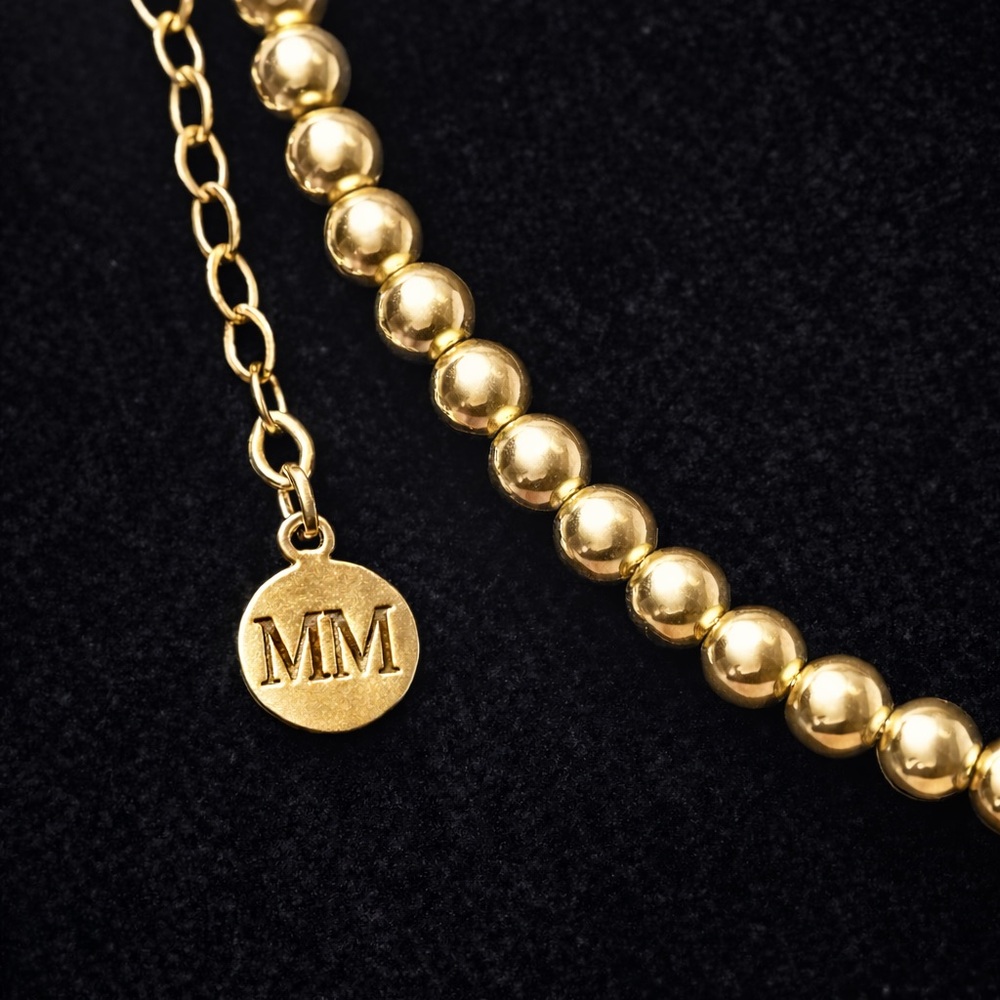 Mayamar - 24K Elegant Gold Beaded Necklace 18” Adjustable - Picture 3 of 4